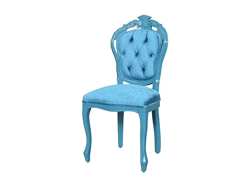 Ausgefallener Stuhl im Barockstil Türkis Samt