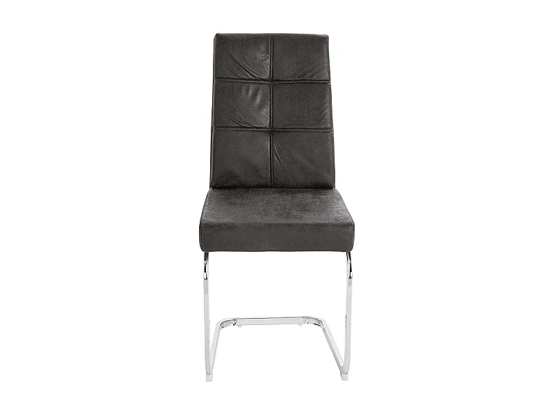 Freischwingerstühle in Anthrazit und Chrom rechteckigen Steppungen (2er Set)