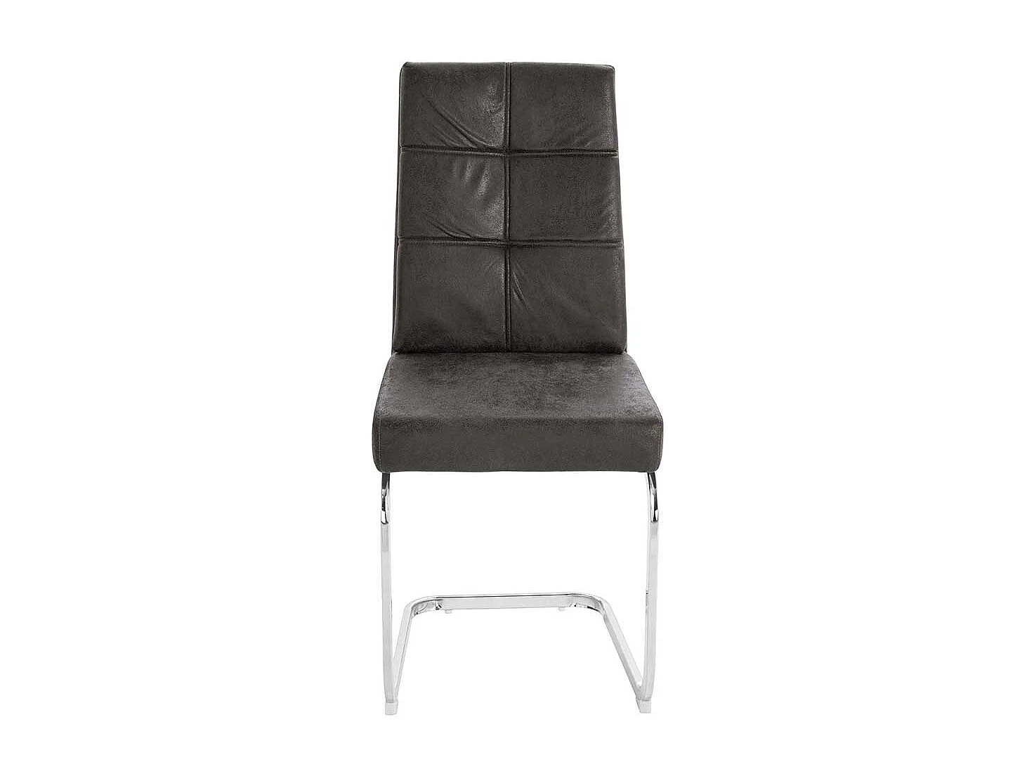 Freischwingerstühle in Anthrazit und Chrom rechteckigen Steppungen (2er Set)