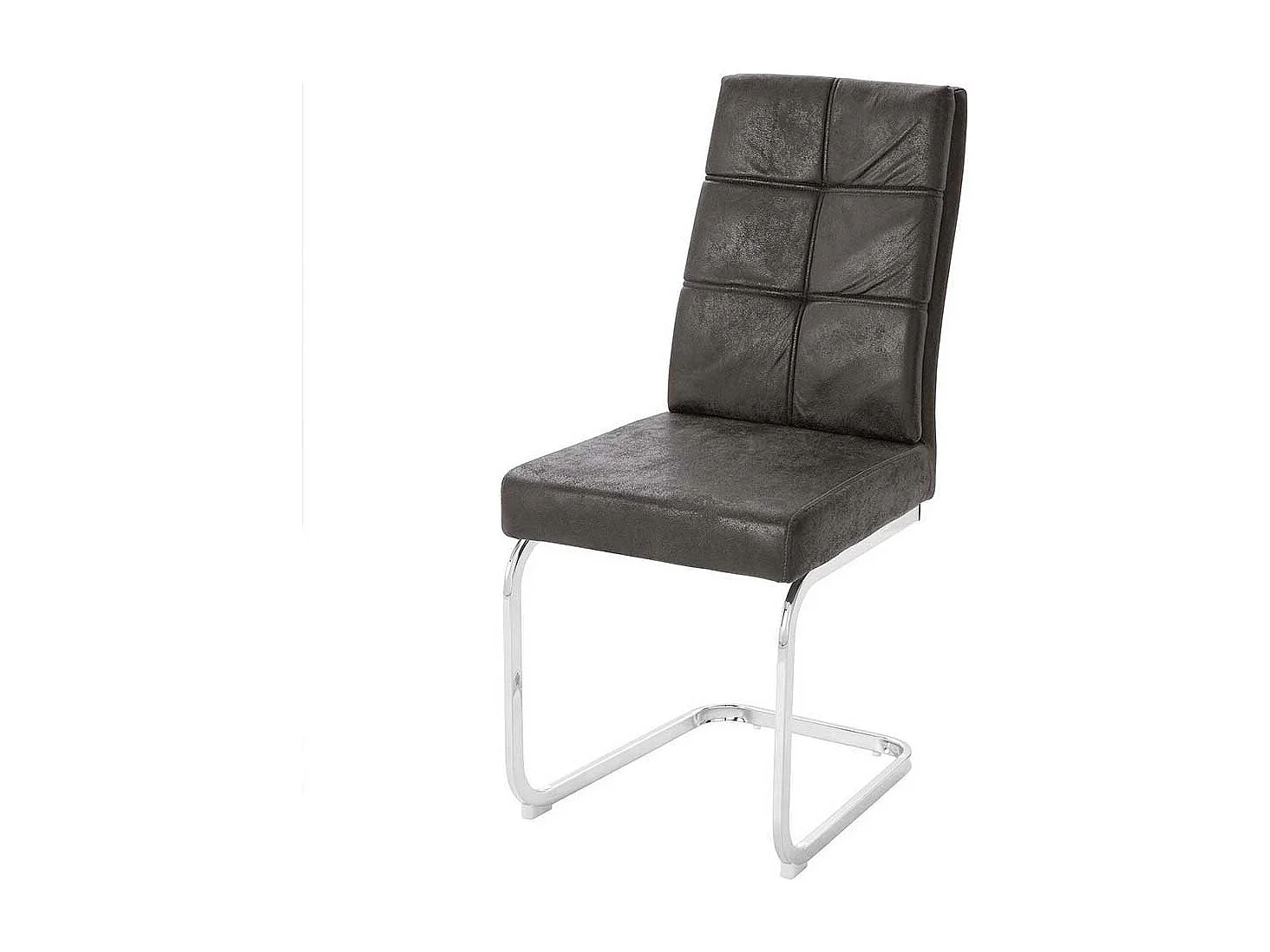 Freischwingerstühle in Anthrazit und Chrom rechteckigen Steppungen (2er Set)