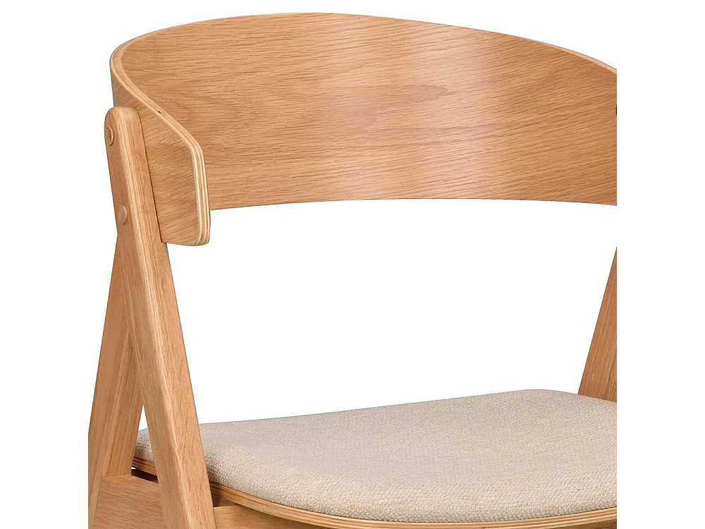 Skandi Küchenstühle in Eichefarben Webstoff Beige (2er Set)