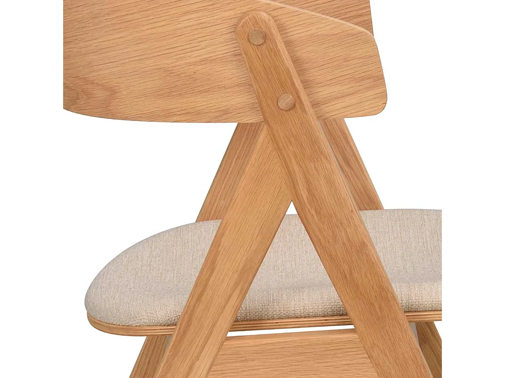 Skandi Küchenstühle in Eichefarben Webstoff Beige (2er Set)