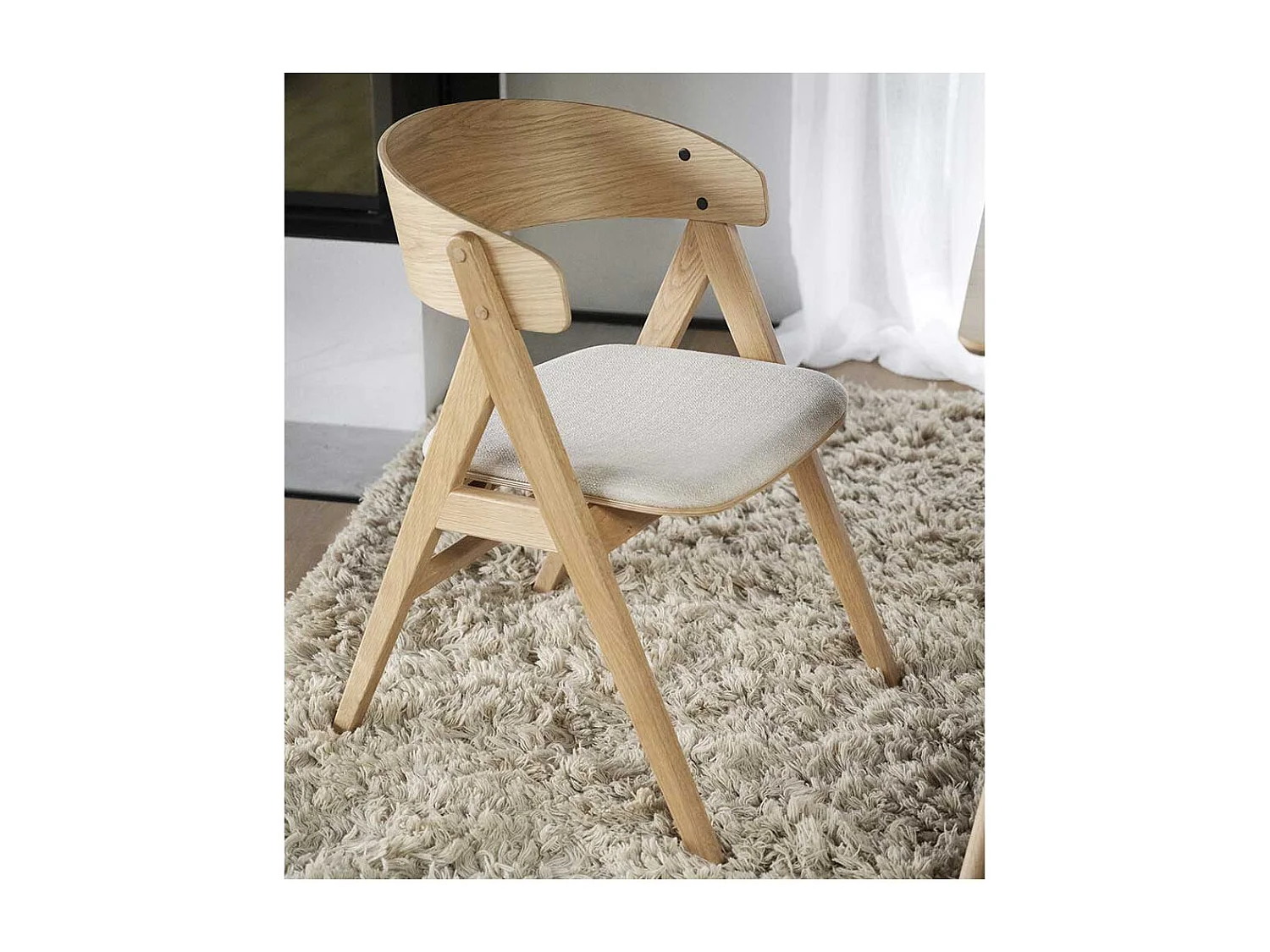 Skandi Küchenstühle in Eichefarben Webstoff Beige (2er Set)