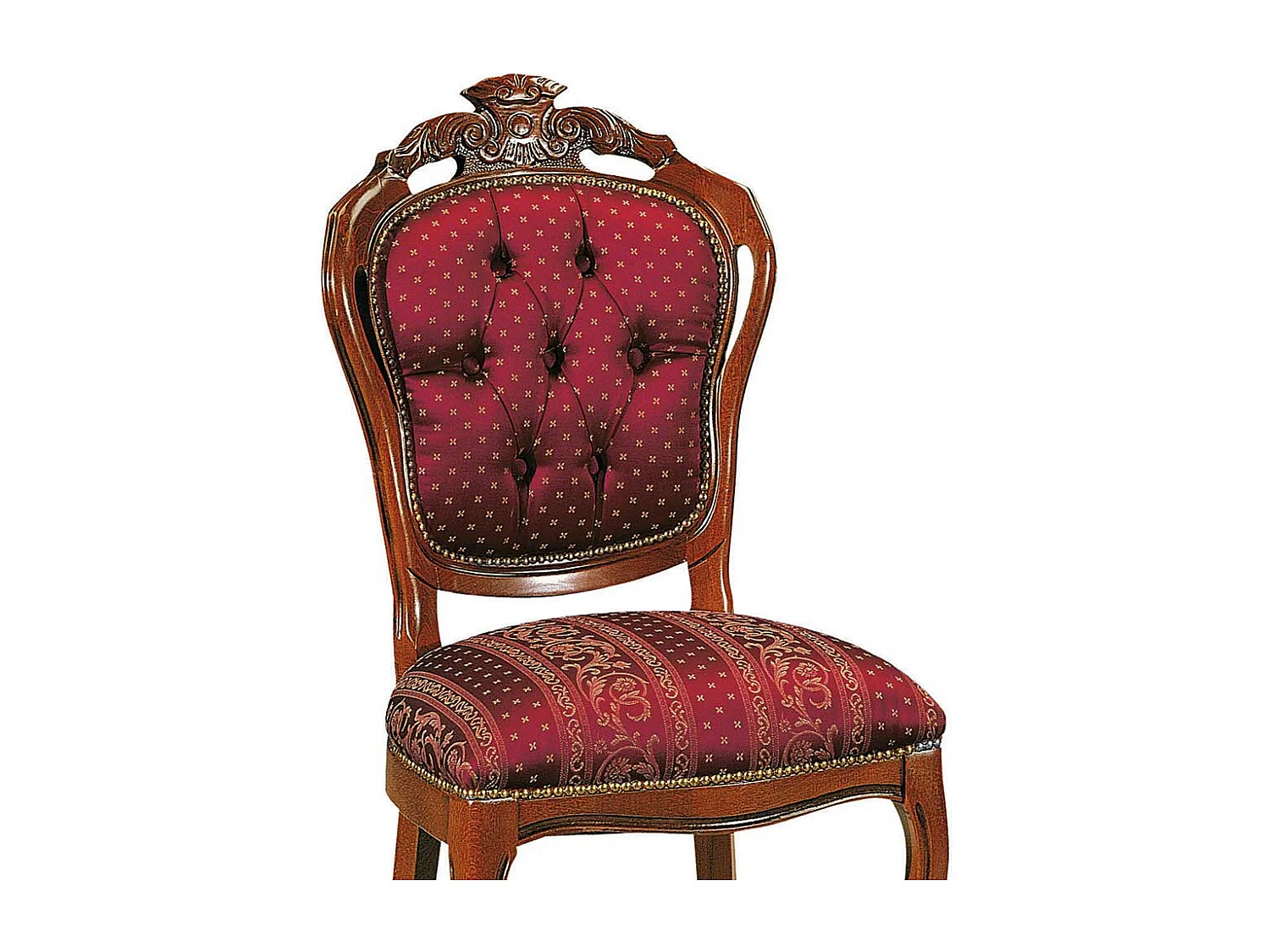Hochlehner im Barock Stil Stoff Dunkelrot Goldfarben