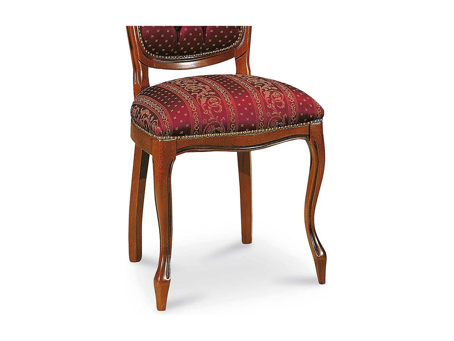 Hochlehner im Barock Stil Stoff Dunkelrot Goldfarben