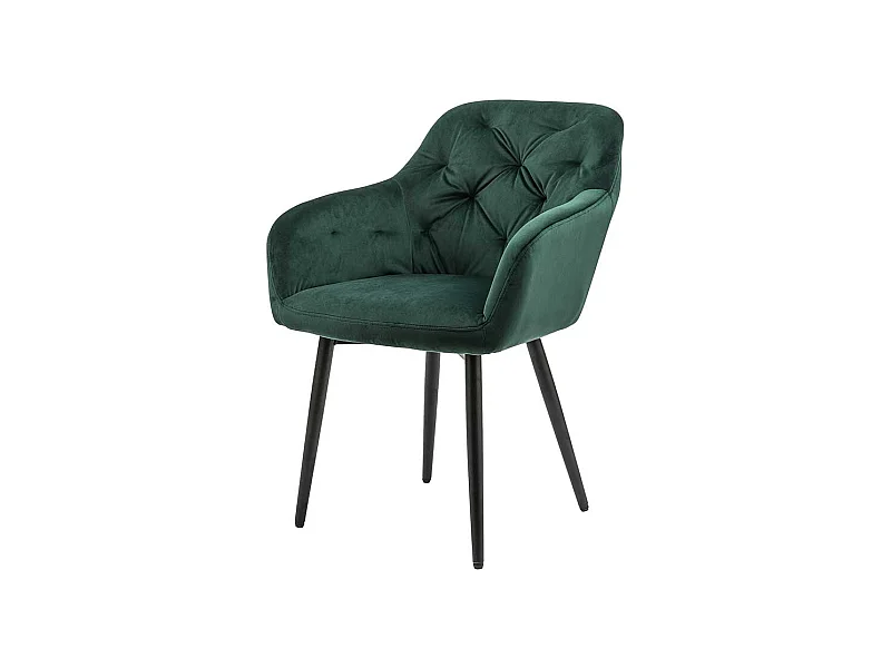 Esszimmerarmlehnstuhl in Dunkelgrün Samt Retrostil