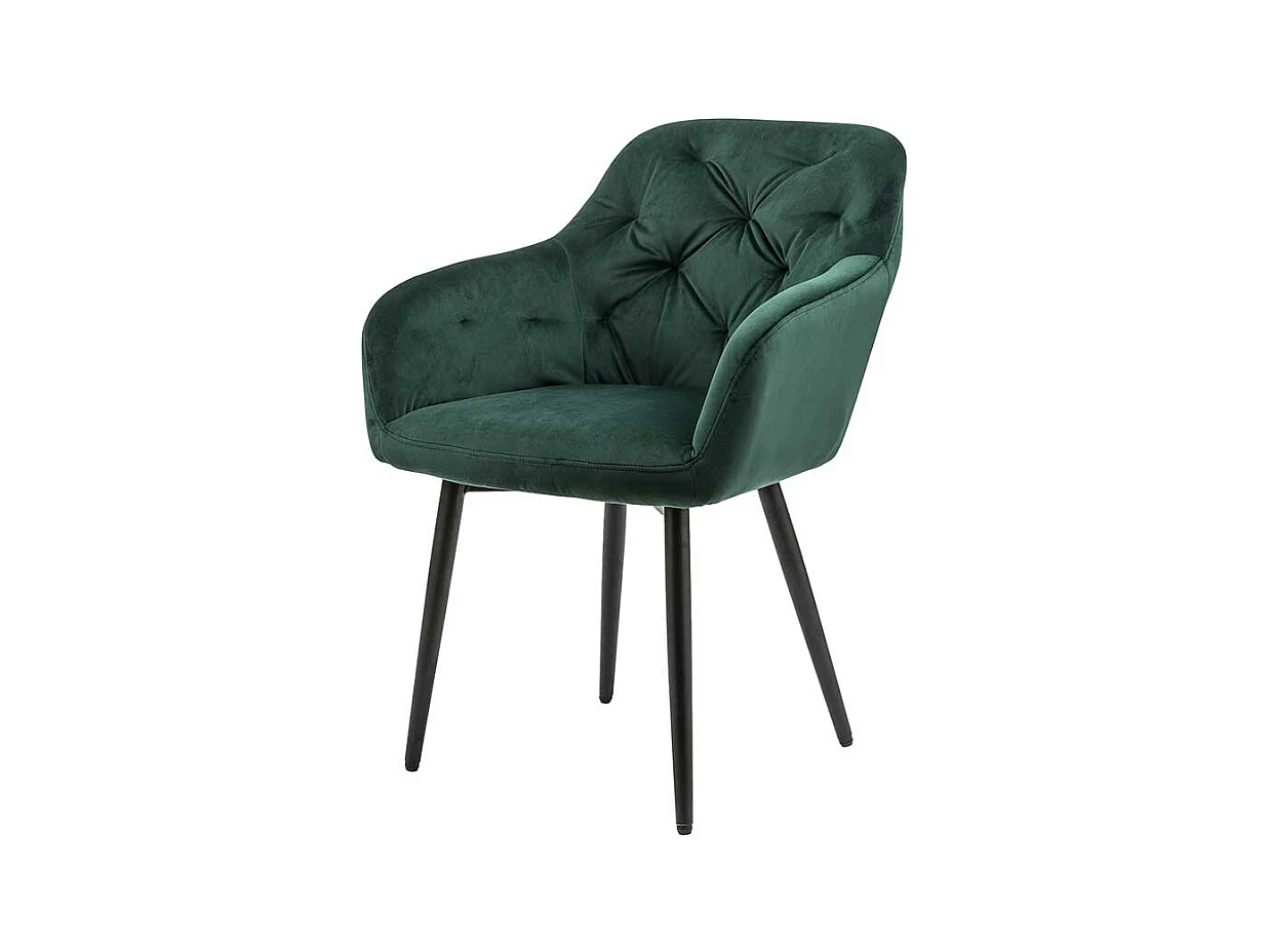 Esszimmerarmlehnstuhl in Dunkelgrün Samt Retrostil