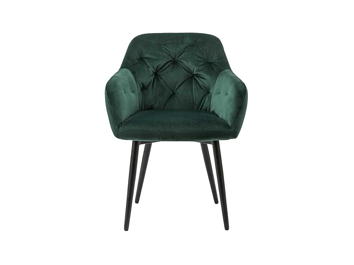 Esszimmerarmlehnstuhl in Dunkelgrün Samt Retrostil