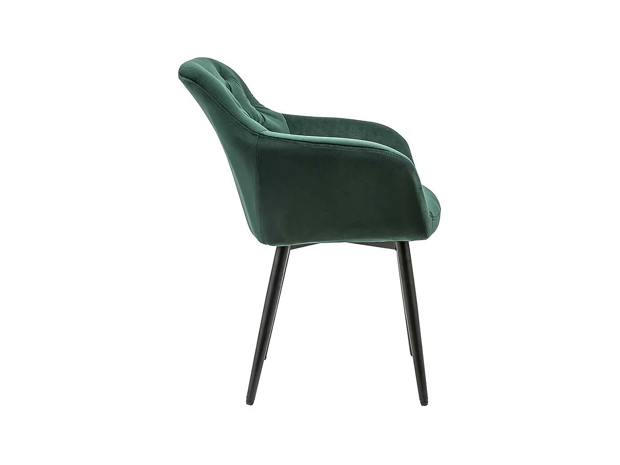 Esszimmerarmlehnstuhl in Dunkelgrün Samt Retrostil