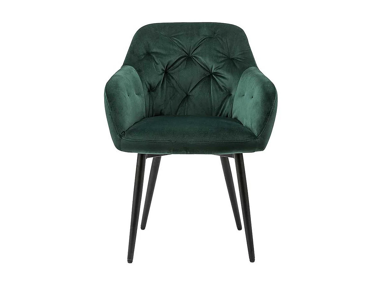 Esszimmerarmlehnstuhl in Dunkelgrün Samt Retrostil