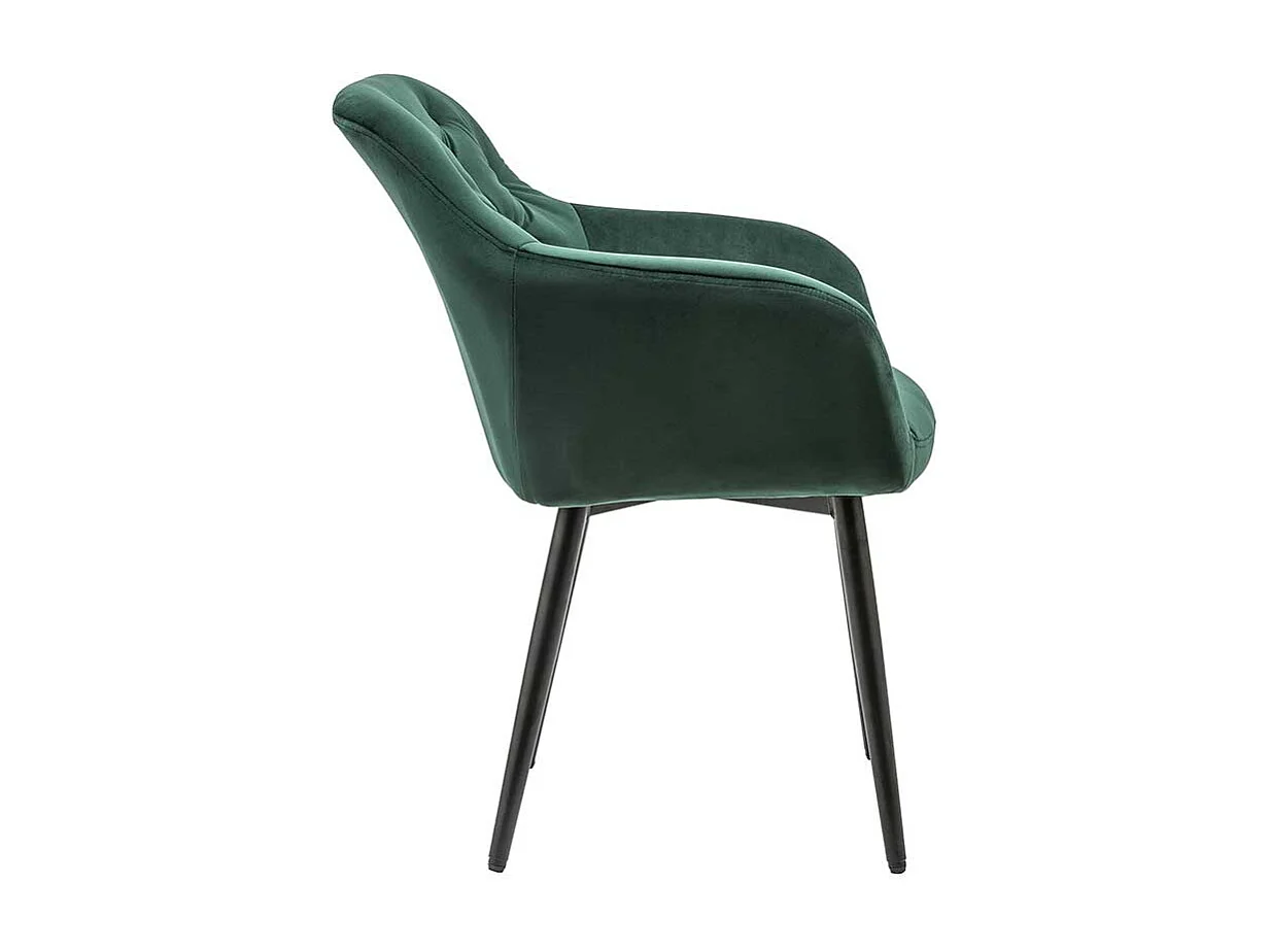 Esszimmerarmlehnstuhl in Dunkelgrün Samt Retrostil