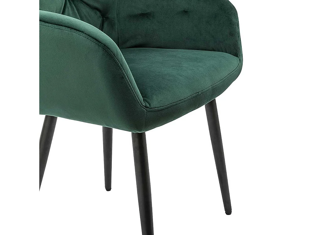 Esszimmerarmlehnstuhl in Dunkelgrün Samt Retrostil