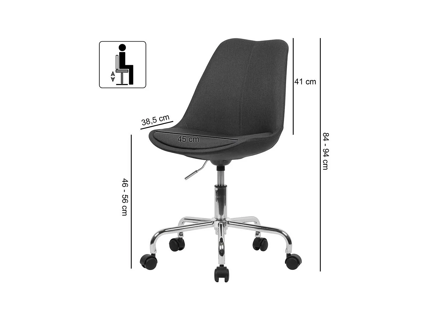 Drehstuhl in Schwarz Webstoff Schalensitz