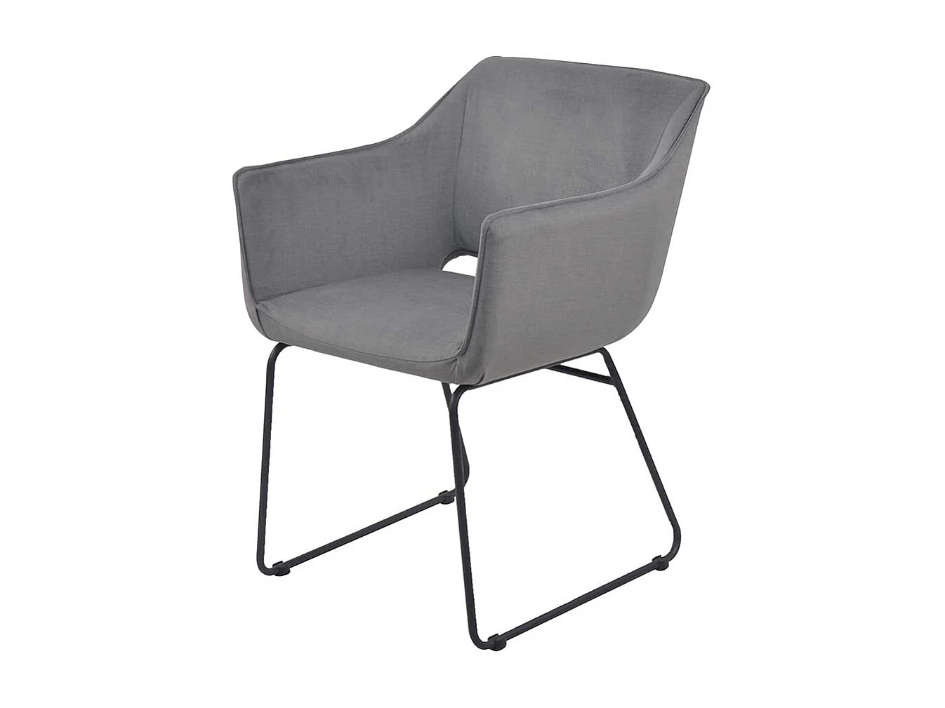 Armlehnenstühle in Grau Webstoff Metallbügeln (2er Set)