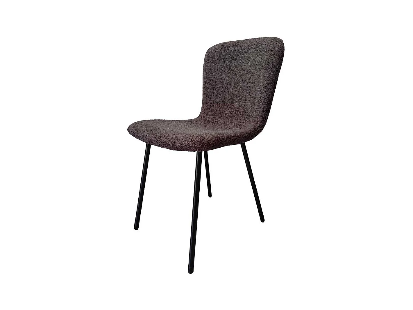 Stuhl Set Boucle Dunkelgrau mit Gestell aus Metall Schwarz (4er Set)