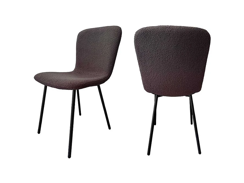 Stuhl Set Boucle Dunkelgrau mit Gestell aus Metall Schwarz (4er Set)