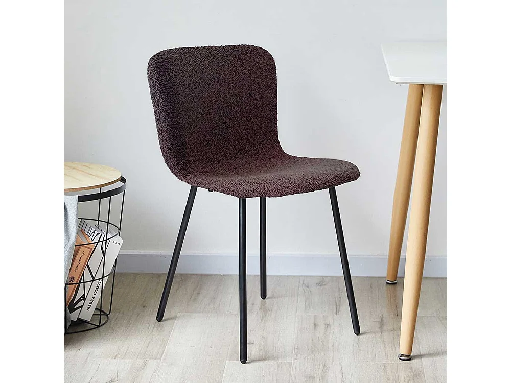 Stuhl Set Boucle Dunkelgrau mit Gestell aus Metall Schwarz (4er Set)