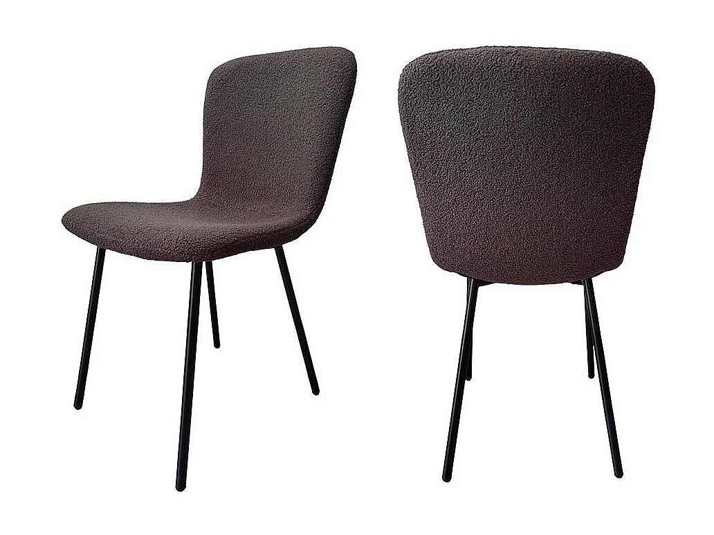 Stuhl Set Boucle Dunkelgrau mit Gestell aus Metall Schwarz (4er Set)