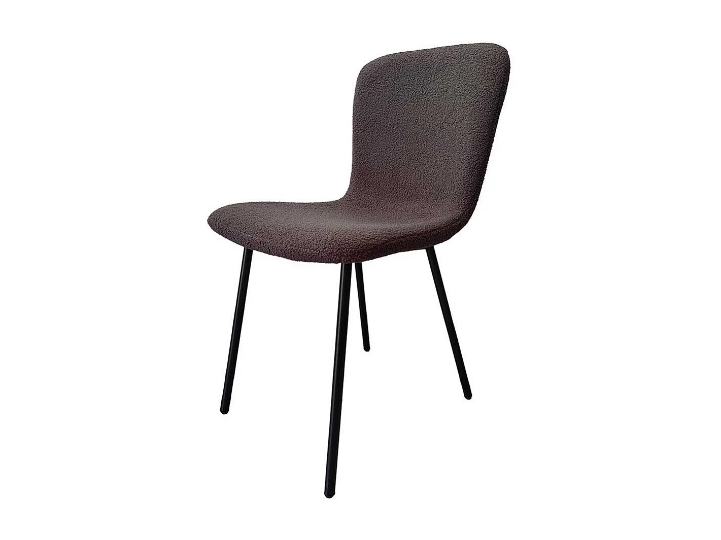 Stuhl Set Boucle Dunkelgrau mit Gestell aus Metall Schwarz (4er Set)
