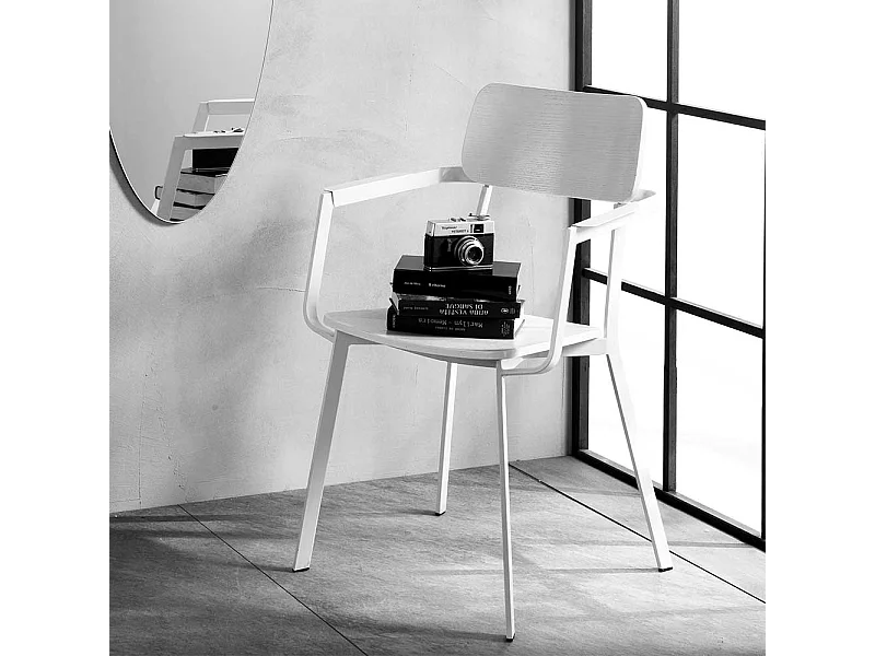 Armlehnen Esstischstühle in Weiß Schichtholz und Metall (4er Set)