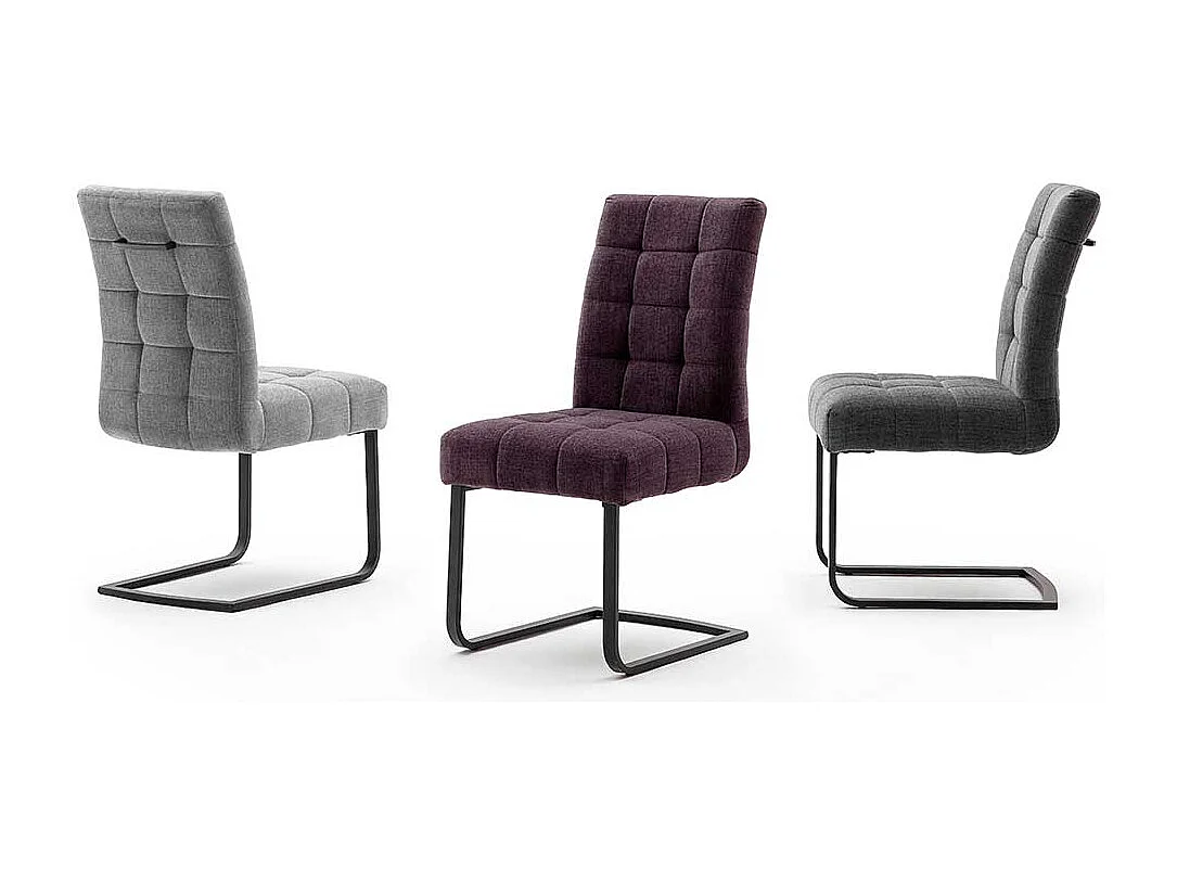 Freischwinger Sessel in Violett hoher Lehne (2er Set)