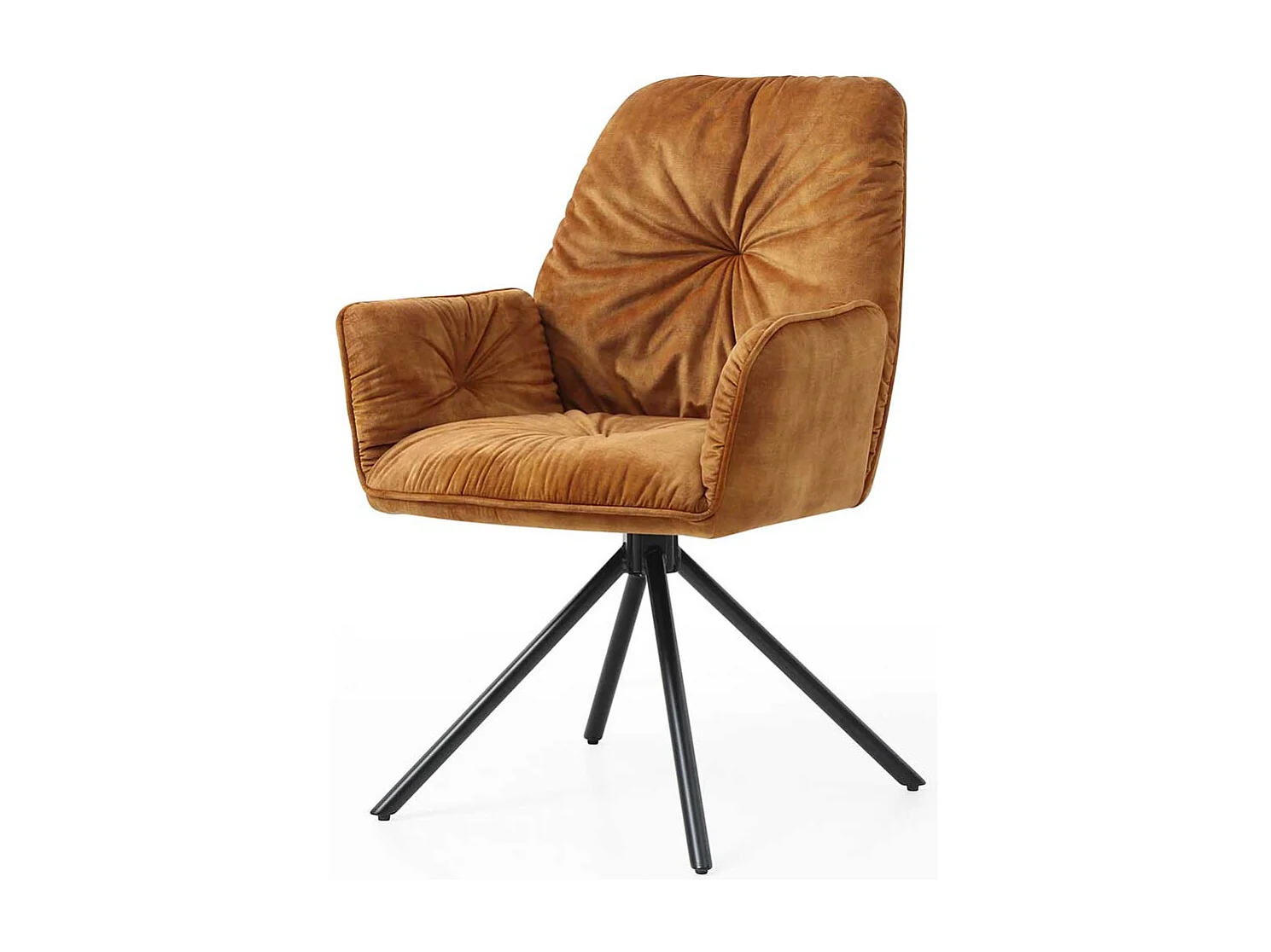 Polsterstuhl Esszimmer in Goldfarben und Schwarz drehbar