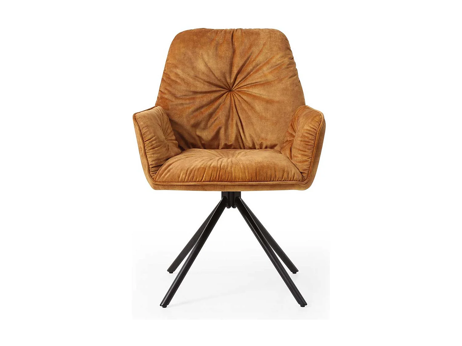 Polsterstuhl Esszimmer in Goldfarben und Schwarz drehbar