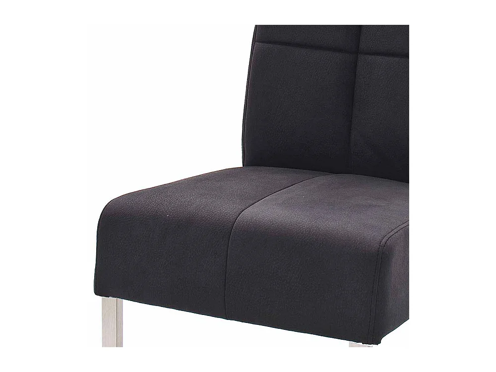 Design Freischwinger in Schwarz Edelstahlgestell (2er Set)