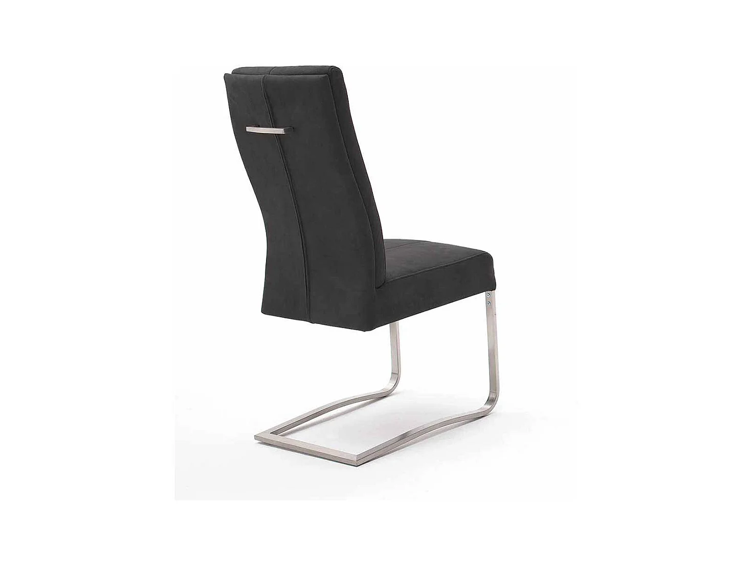 Design Freischwinger in Schwarz Edelstahlgestell (2er Set)