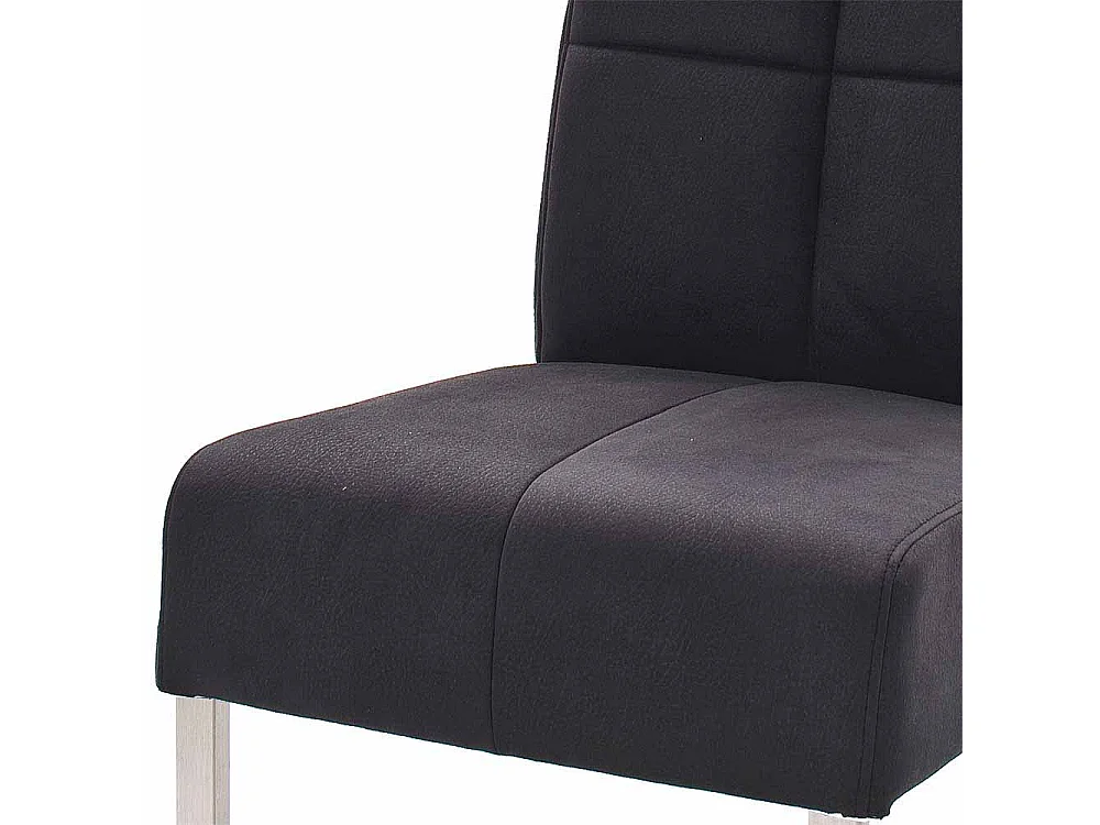 Design Freischwinger in Schwarz Edelstahlgestell (2er Set)