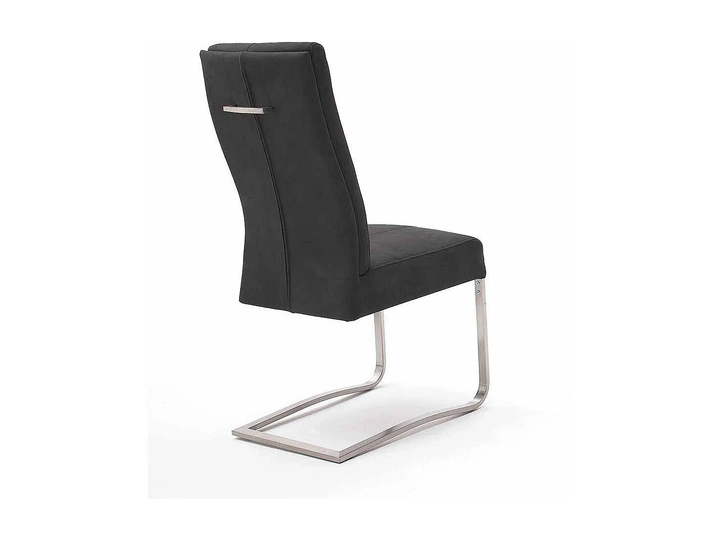 Design Freischwinger in Schwarz Edelstahlgestell (2er Set)