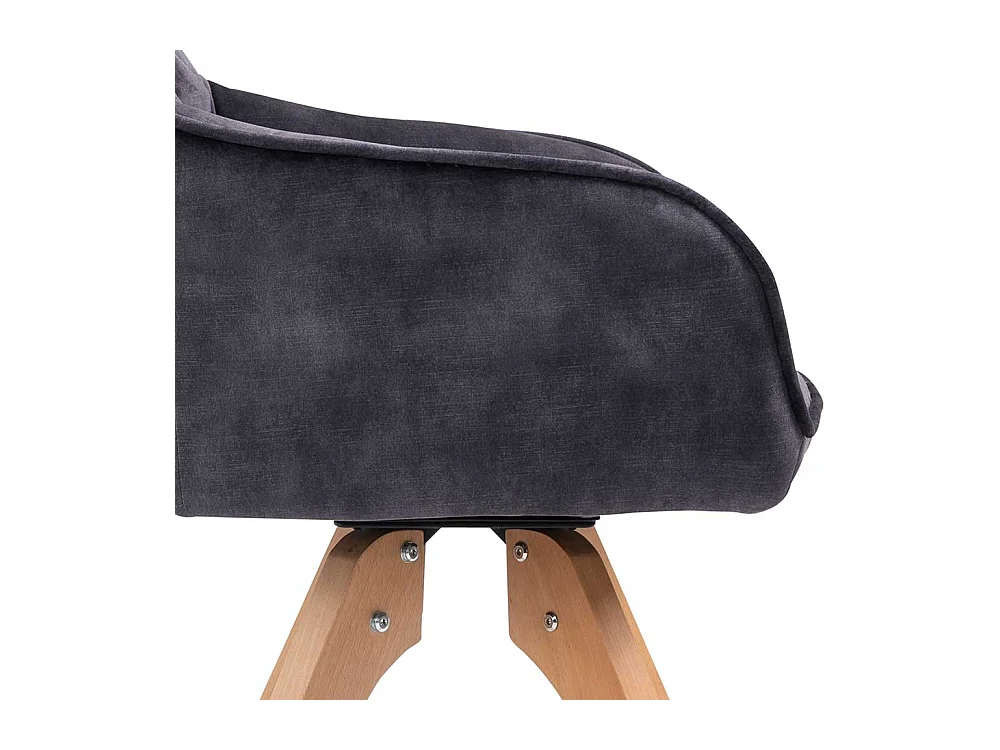 Armlehnstuhl in Schwarz und Eichefarben Samt