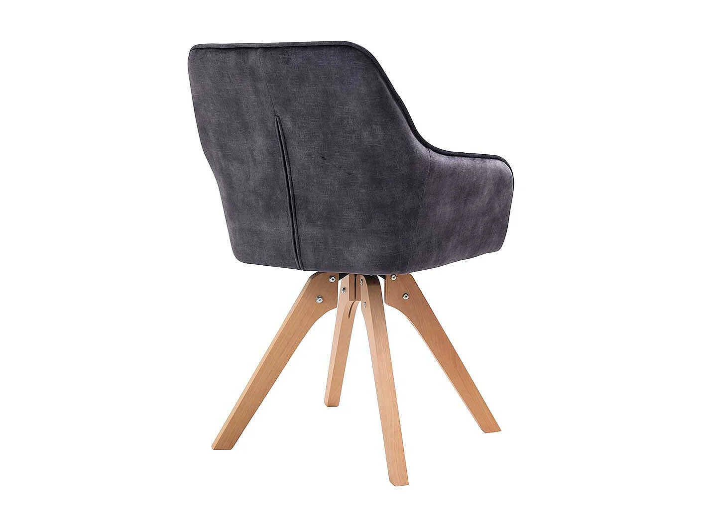 Armlehnstuhl in Schwarz und Eichefarben Samt