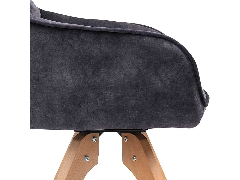 Armlehnstuhl in Schwarz und Eichefarben Samt