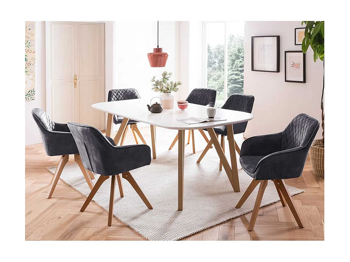 Armlehnstuhl in Schwarz und Eichefarben Samt