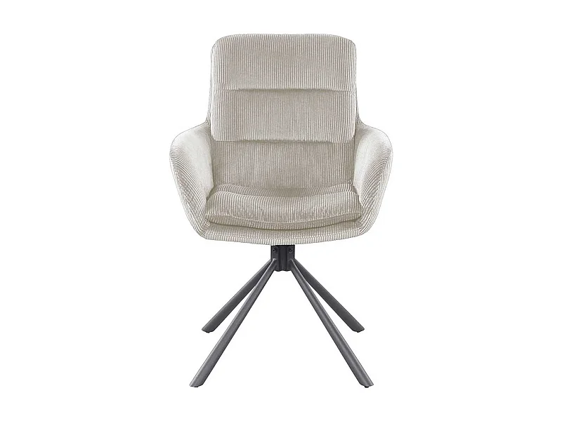 Esszimmerarmlehnstuhl Beige aus Cord und Metall drehbar