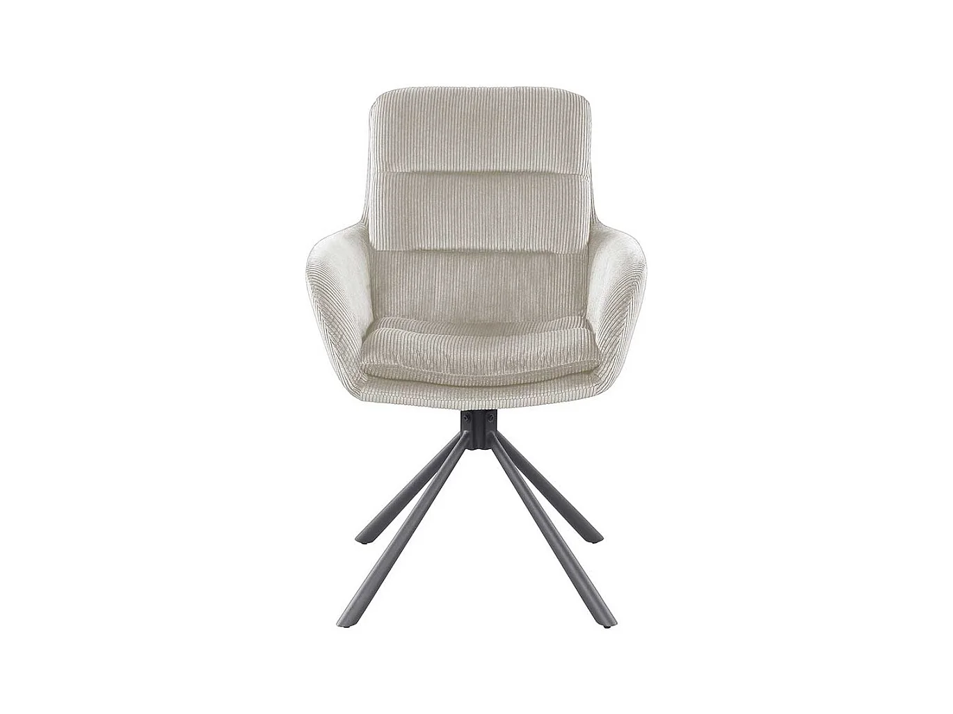 Esszimmerarmlehnstuhl Beige aus Cord und Metall drehbar