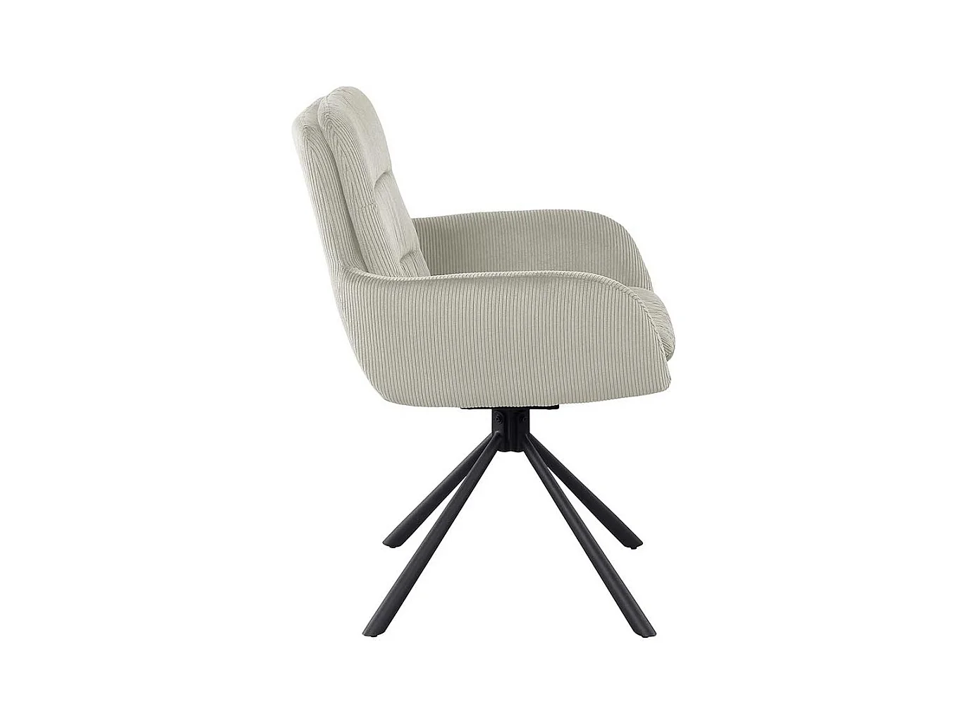 Esszimmerarmlehnstuhl Beige aus Cord und Metall drehbar