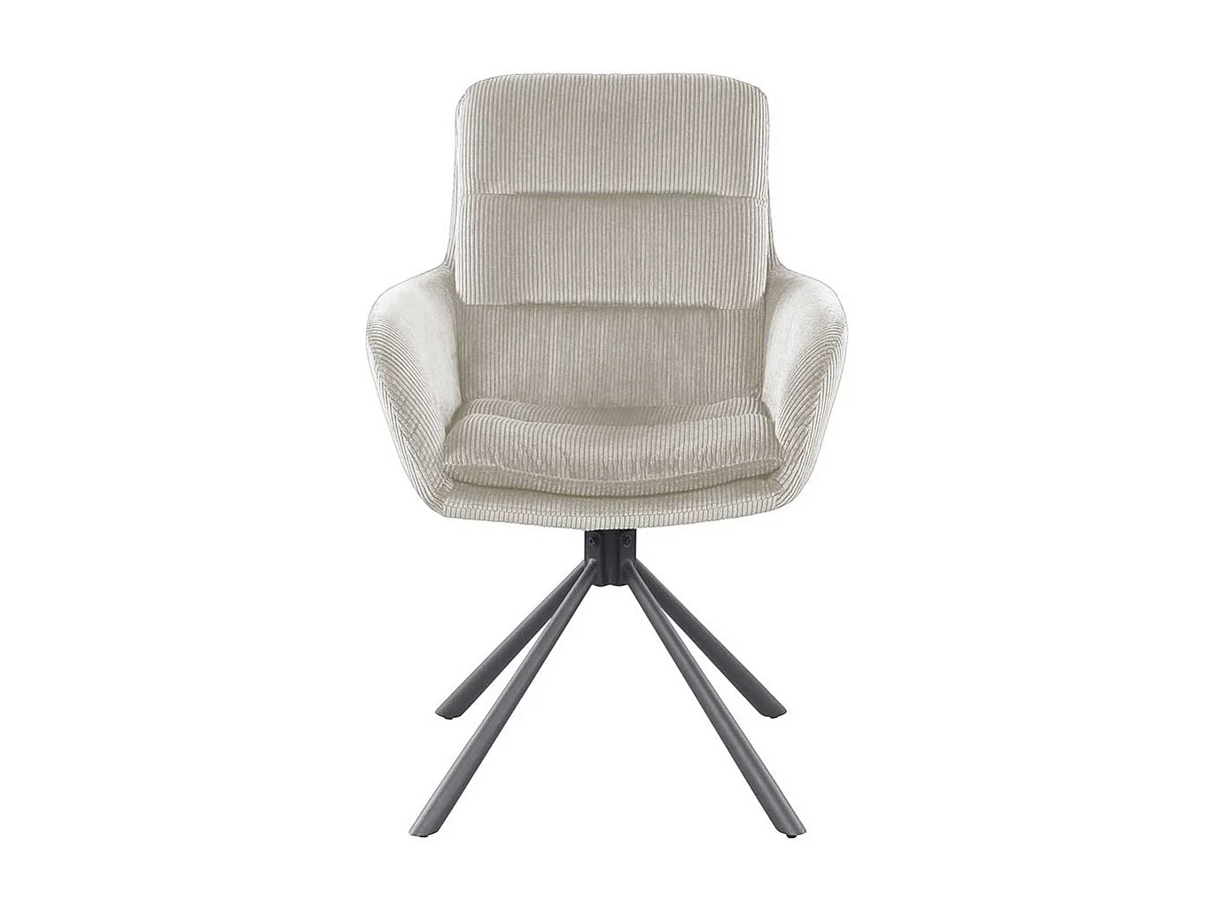 Esszimmerarmlehnstuhl Beige aus Cord und Metall drehbar