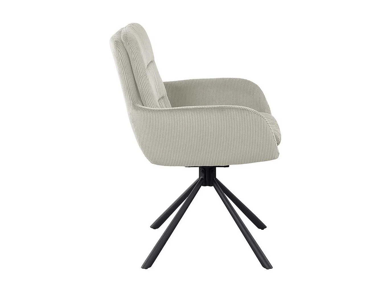 Esszimmerarmlehnstuhl Beige aus Cord und Metall drehbar