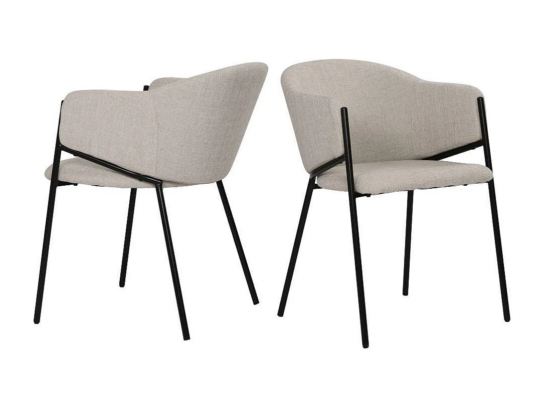 Armlehnstuhl Wohnzimmerstuhl in Beige mit Gestell aus Metall (2er Set)