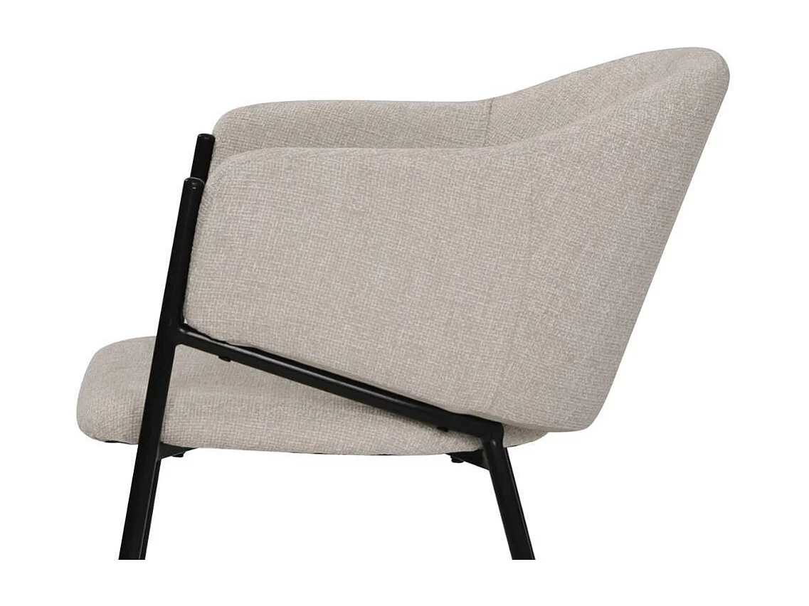 Armlehnstuhl Wohnzimmerstuhl in Beige mit Gestell aus Metall (2er Set)