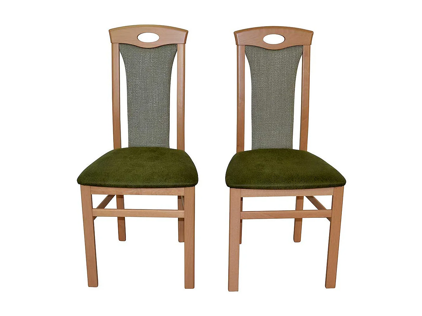 Polsterstuehle Esszimmer aus Buche Massivholz Bezug Grün (2er Set)