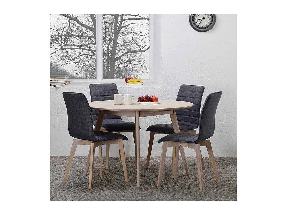 Esstischstuhl in Anthrazit Webstoff Eiche White Wash (2er Set)