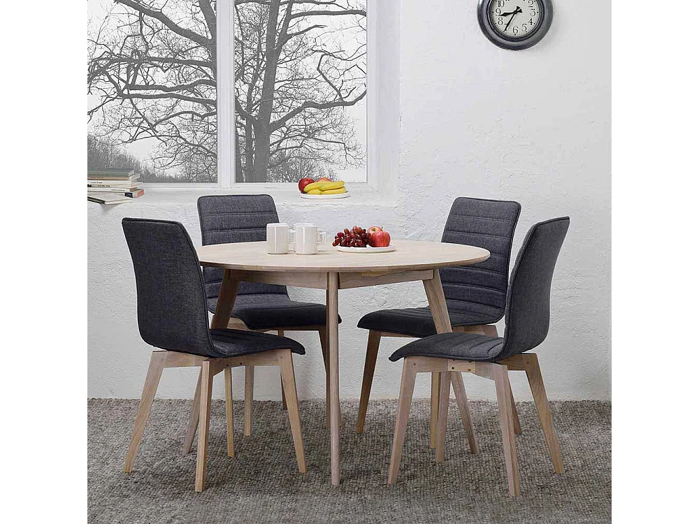 Esstischstuhl in Anthrazit Webstoff Eiche White Wash (2er Set)