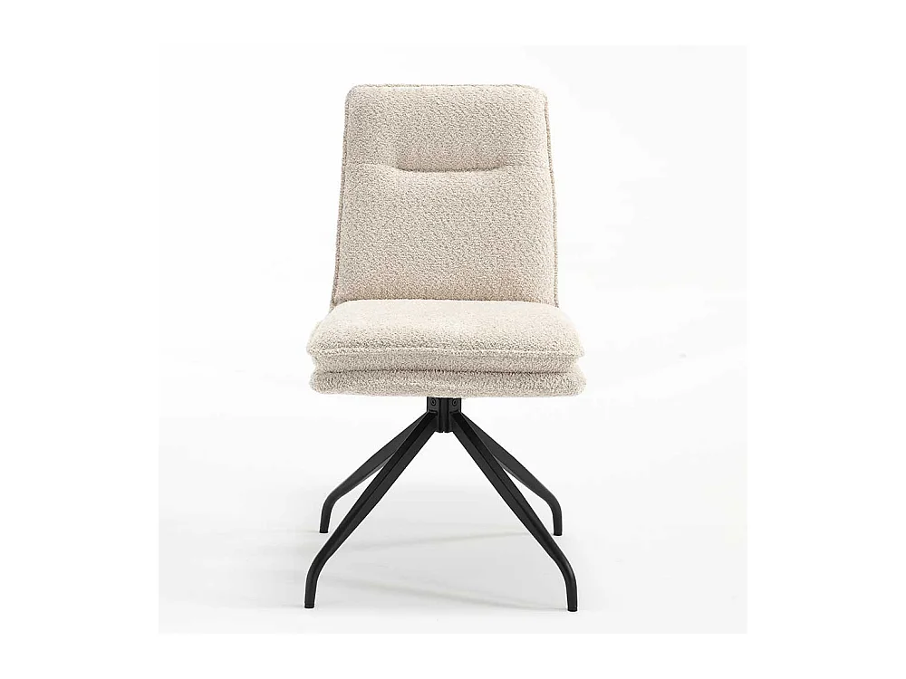 Esstisch Stühle Creme aus Boucle Stoff Gestell aus Metall