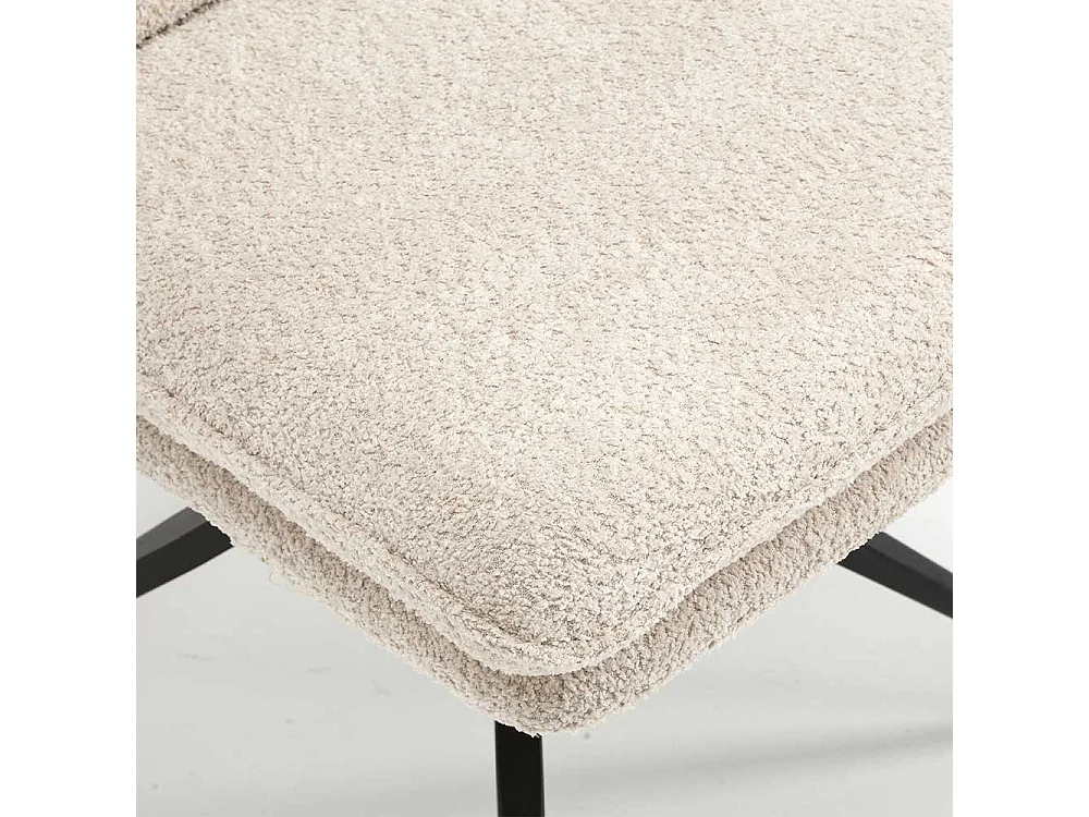 Esstisch Stühle Creme aus Boucle Stoff Gestell aus Metall