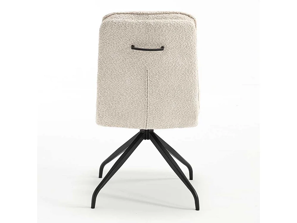 Esstisch Stühle Creme aus Boucle Stoff Gestell aus Metall