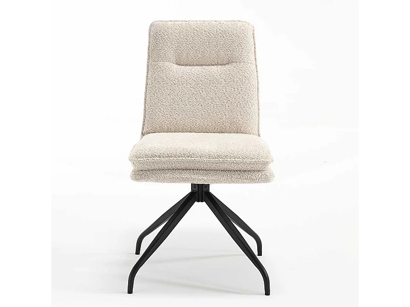 Esstisch Stühle Creme aus Boucle Stoff Gestell aus Metall