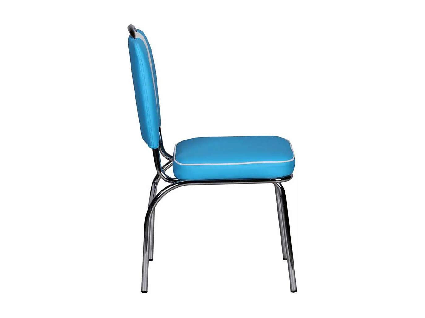Retro Stuhl in Blau Weiß Chrom